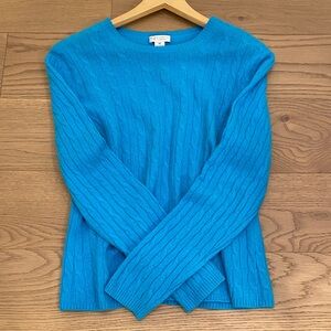 💯 Cashmere Investments Turquoise Cable Knit Sweater